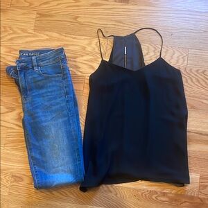 Cute outfit-Express black tank- size S & AE jeans size 4